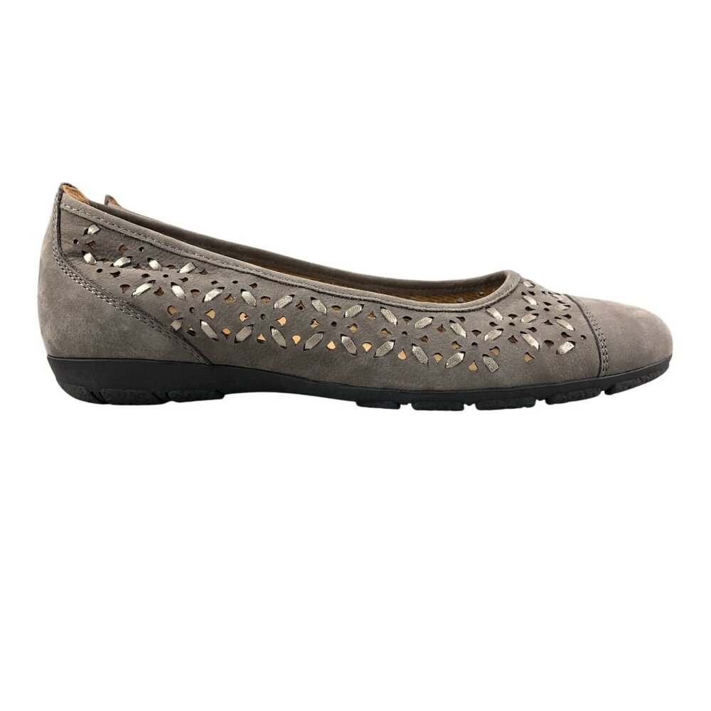 Gabor Women's Size 3.5 (US 6) Hovercraft Brown Silver Suede Slip On Ballet Flats